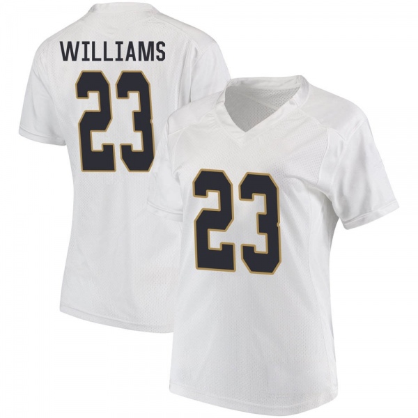 Kyren Williams Notre Dame Fighting Irish NCAA Women's #23 White Game College Stitched Football Jersey THM3555AZ
